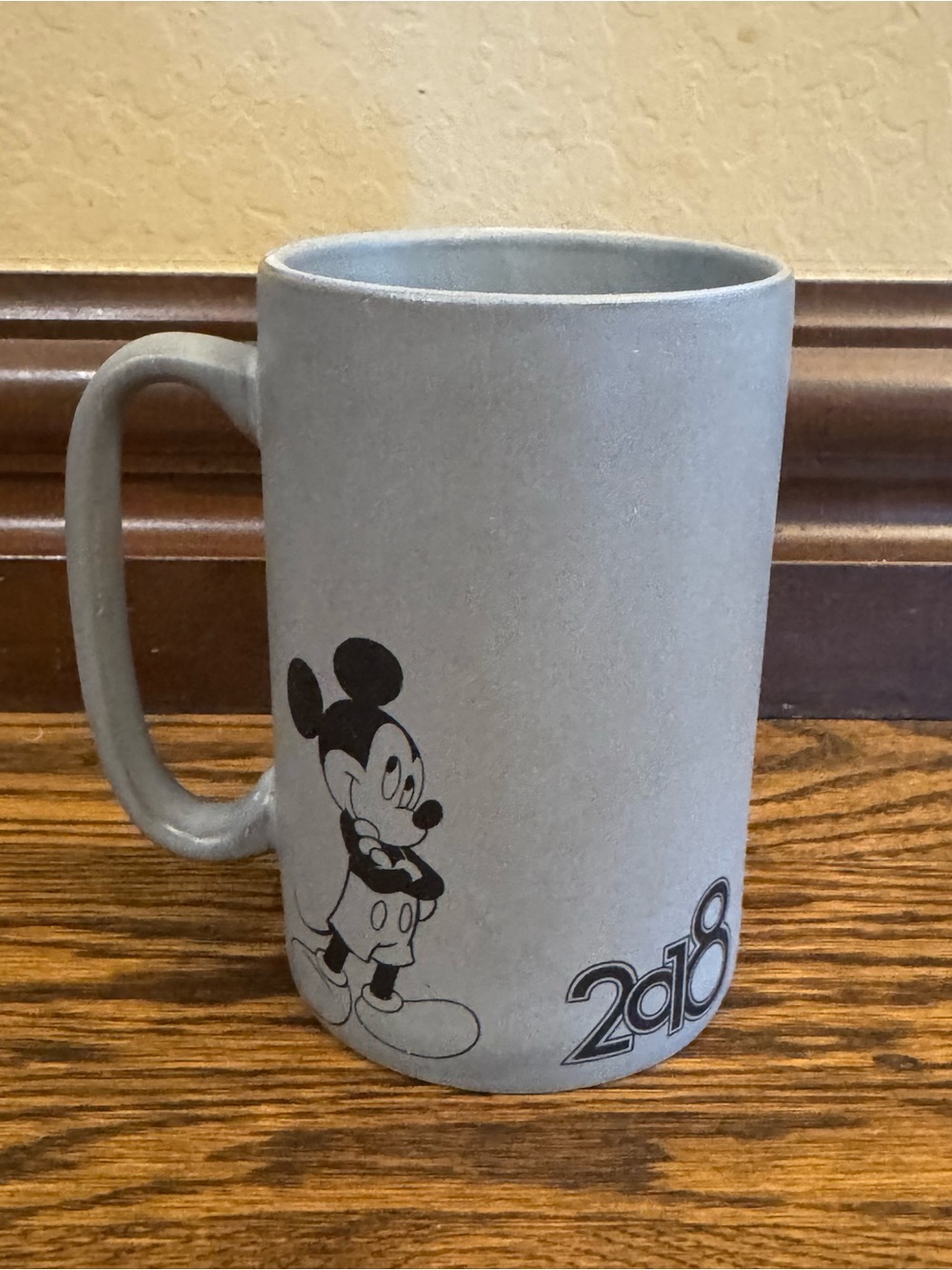 Walt Disney World Coffee Mug 2018 Mickey Mouse Matte Grey Tall Cup Embossed